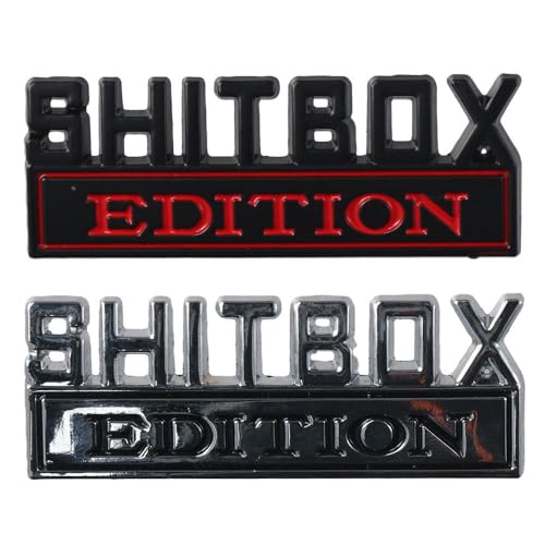 Image of BYOBYO 2Pcs Shitbox Edition Emblems, 3D Letter Car Emblem Badge Metal Logo Auto Sticker Decal, Self-Adhesive Fender Badge Decal Stickers Replacement for Most Car Truck SUV, 3.15*1.18in