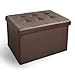 Produktbild Floordirekt Faltbare Sitzwürfel Belmondo | Kunstlederbezug | Hocker | Sitzbox | 4 Farben | Auch als Sitzbank erhältlich (Sitzbank, Braun)