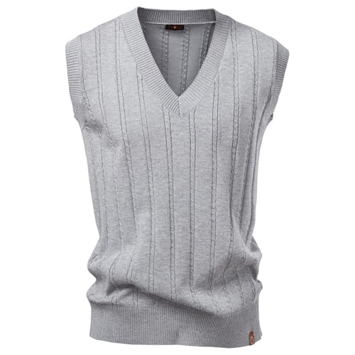 Chaleco de punto de ocho para hombre con cuello en V casual