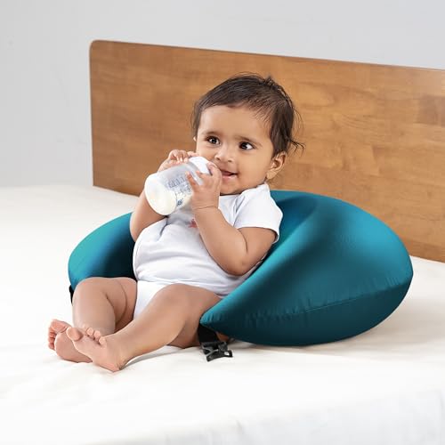 Image of Wakefit Nursing Pillow for Breastfeeding & Baby Care | 5 in 1 Feeding Pillow with Removable Cover | Super Soft & Machine Washable Velvet Cover | Peacock Green