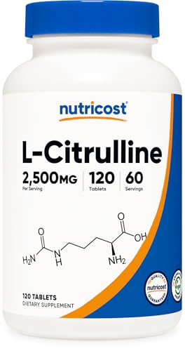 Nutricost L-Citrulline 2500mg Per Serving, 60 Servings, 1250mg Per Tablet, 120 Tabs - Non-GMO and Gluten Free Supplement