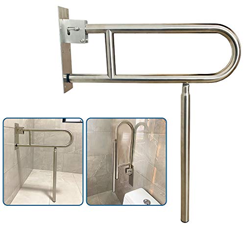 Flip Up Grab Bars for Bathroom Toilet Rails Handicap Grab Bars Shower Safety Hand Rails for Elderly Bathtub Grab Bar Tub Handicapped Toilet Support Shower Handles Bath Rail Folding Grip Bar