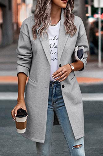 PRETTYGARDEN Women Plaid Shacket Jacket Trendy Fall Casual Button Wool Blend Tartan Trench Coat Winter Clothing with Pockets