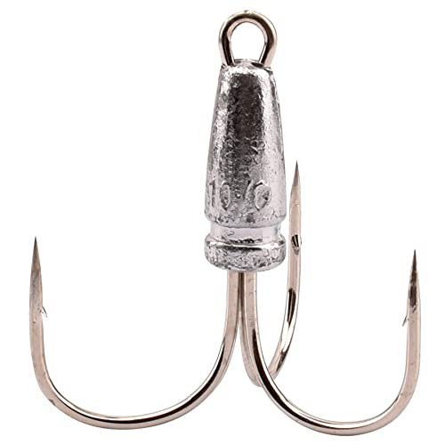 4 Pcs Snagging Hooks Snagging Weighted Treble Hooks （6/0, 8/0, 10/0, 12/0, 14/0,16/0） (10/0-4pcs)
