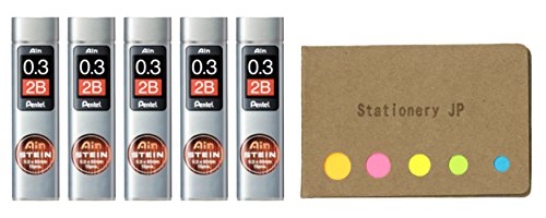 Pentel Ain Mechanical Pencil Leads 0.3mm 2B, 5 Pack/total 75 Leads, Sticky Notes Value Set