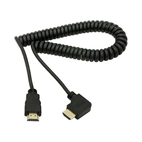 CERRXIAN HDMI Male to HDMI Right Angle Cable,HDMI Male to HDMI Male gold plated Converter Adapter Coiled Spiral Cable,Support 2K 4K(30Hz), Audio Return(HDMI Right Angle) Cover