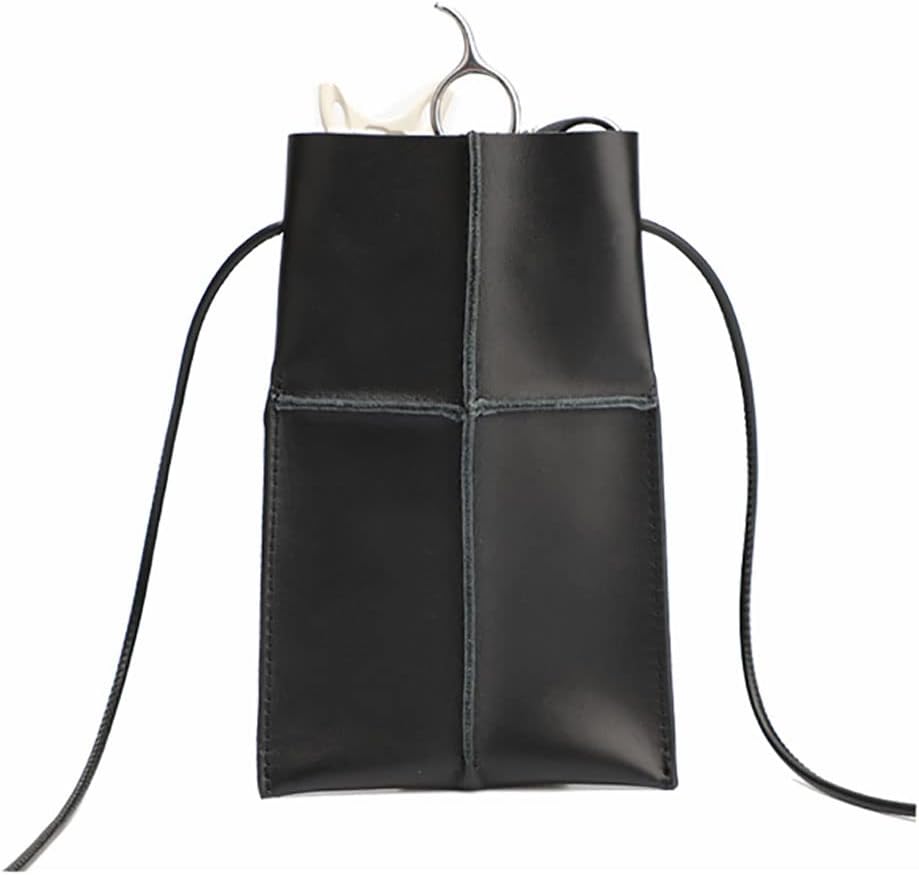 Scissor Bag,Scissors Holder Pouch Tool Holster,Leather Hairdresser Barber Style with Adjustable Belt（Black）