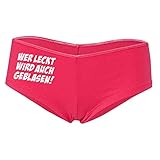 Spaß Kostet Frauen und Mädchen Hotpants Panty mit Spruch Wer leckt Wird auch geblasen Größe S - XL