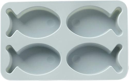 Miniatura 8 de Cabilock Bandeja de hielo de 4 rejillas, bandeja de cubitos de hielo de pescado, molde de silicona de grado alimenticio, herramienta de decoración