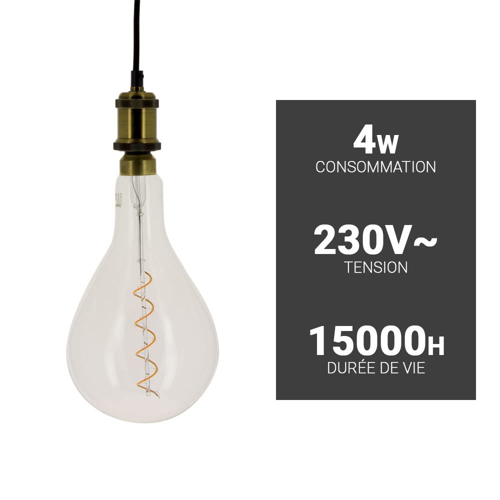 Xanlite - Ampoule Led Giant - Poire - Culot E27-4W Cons. (30W Eq.) - Lumière Blanc Chaud