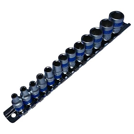 Aerzetix: Satz von 13 Steckschlüssel Sechskant Nuss 1/4 Beinhaltet: 4 mm, 4,5 mm, 5 mm, 5,5 mm, 6mm, 7mm, 8mm, 9mm, 10mm, 11mm, 12mm, 13mm, 14mm.