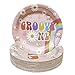 Visroco 40 Pcs 9 Inch Groovy Themed Paper Plates,Groovy Daisy Hippie Birthday Decorations Party Supplies for Girls Baby Shower Girls