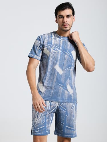 Image of Vogaan Men's Cotton Short Sleeve Tracksuit Summer T Shirt & Shorts Set with 2 Pockets || Casual Co-ord Sets