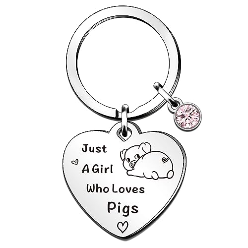 QMVMV Funny Pig Keyring Gifts Animal Lover Gift Just A Girl Who Loves Pigs Pig Lover Gift For Women Girls, Who Loves Pigs Keyring