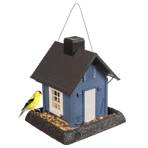 North States Village Collection - Blue Cottage Bird Feeder: Hanging Bird Feeder for...