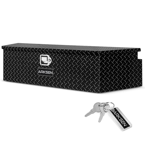 ARKSEN 49 Inch Aluminum Diamond Plate Trailer Tongue Box, Waterproof Under Truck Tool Box for Pick Up Truck Bed, RV Trailer, ATV with Lock and Keys -