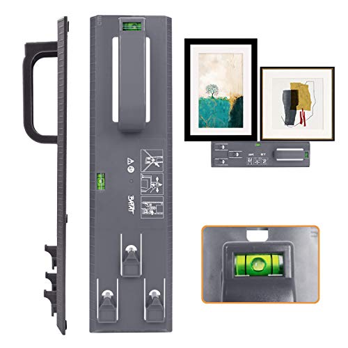 Picture Hanging Tool with Level Easy Frame Picture Hanger Wall Hanging Kit for Marking Position, Hooks, Nails and Hanger Level (Black)