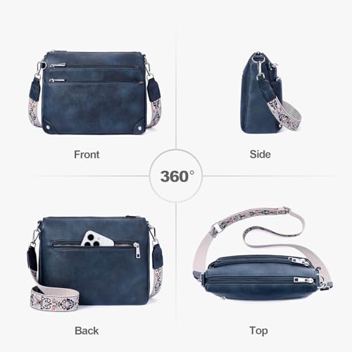 Image of Crossbody Bags for Women Rfid Travel Crossbody Purses Leather Handbags Medium Shoulder bag with Adjustable Strap