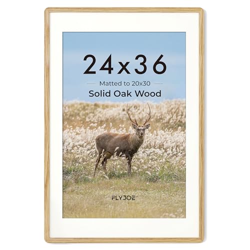 FLYJOE 24x36 Poster Frame - Solid Oak Wood 24 x