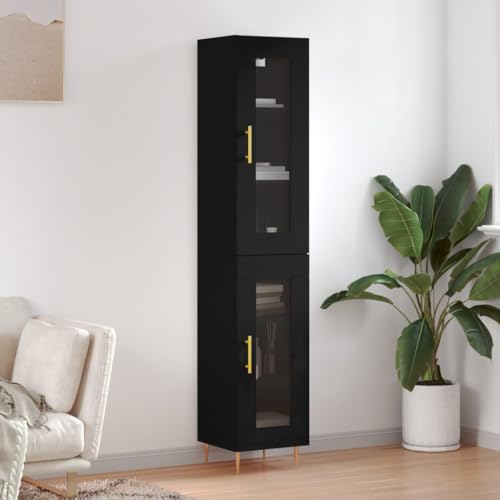 LLEZKBR Furniture Select-Highboard Negro 34,5x34x180 cm Madera de ingeniería