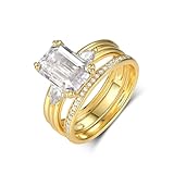 Tolldek Au 375/585/750 - Anillo de la amistad, de oro blanco de 9 K/14 K/18 K, talla 47-65, Oro amarillo 585 de 14 quilates, Moissanita