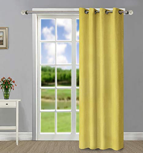 Image of Home Candy Elegant Yellow Crushed Texture Door Curtain