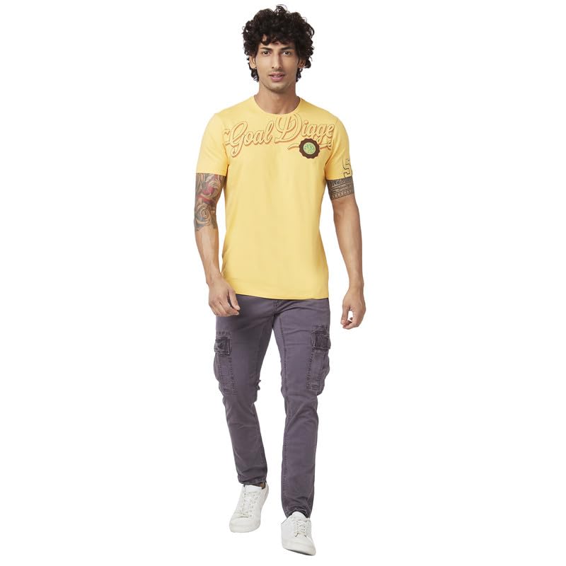 Image of Spykar Men's Slim Fit Round Neck Half Sleeve Printed Casual T-Shirt