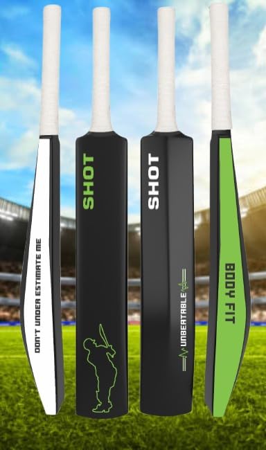 Image of Bodyfit Heavy Duty Plastic Premium Cricket Bat for Men, Women & Children | Lightweight| Full Size| | Hard Plastic Bat Red | 1 Piece, 1 Soft /Wind Ball. (Shot-Green)