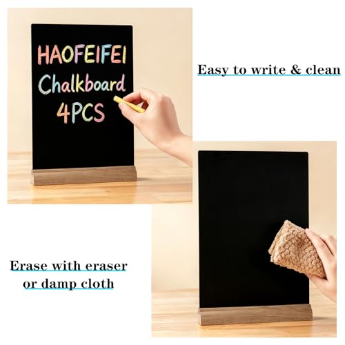 Tableau noir A4 pour menu restaurant avec support bois effaçable à l'eau