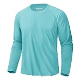 KEFITEVD Men's UPF 50+ Sun Protection UV SPF Shirts Long Sleeve Lightweight Quick Dry Swim T-Shirts Rash Guard for Beach Gym Travel Aqua Blue