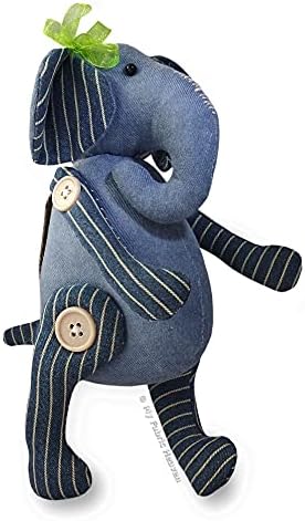 My Fabric Heaven Ella Elephant Sewing PATTERN Independent Design. Button Jointed Denim Keepsake, Handmade Stuffed Animal Soft Toy & Easy Photo Tutorial Instructions. Free Post