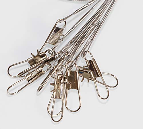 50Pcs Fishing Wire Leaders Heavy Duty Nylon-Coated Fishing Line Wire Leaders With Swivels And Snaps 6Inch Black/Green/Silver (50Pcs Silver, 10 Inch) #TOP3