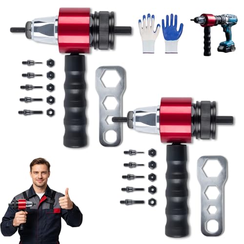 2026 Nue Kit De Adaptador Pistola Remaches Eléctrica M3-M8, Adaptador De Taladro Tuerca Remache, Herramienta Tuerca Remaches Aluminio, Mango Ergonómico, Espacios Más Rápidos Y Reducidos(B,M3-M8)