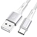 Produktbild USB C Kabel 2M, RAVIAD Nylon Typ C Ladekabel und Datenkabel USB C Schnellladekabel für Samsung Galaxy S20 S10 S9 S8 A51 A50 A41 A21s A20, Huawei P40 P30 Lite P20 Pro, Sony Xperia, OnePlus - Silber