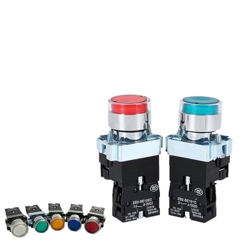 Interrupteur bouton-poussoir 22mm 380V bouton momentané bleu avec contact NO pour machine