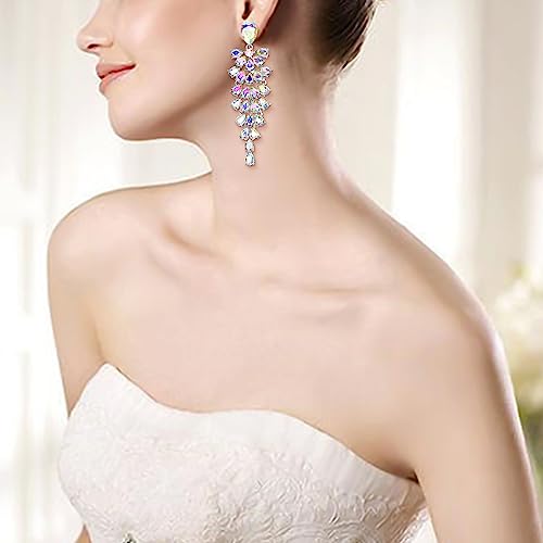 BriLove Women's Wedding Bridal Dangle Earrings for Party Prom Crystal Multi-Layer Teardrop Cluster Bling Earring3