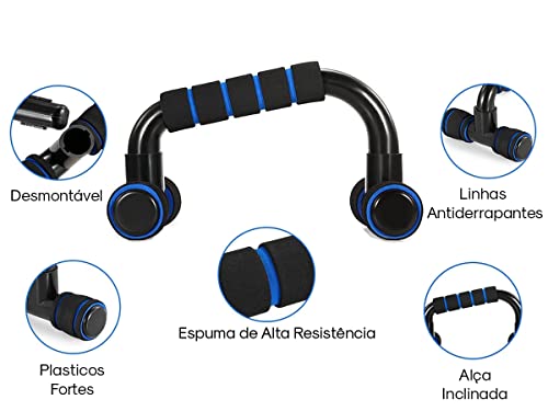 Push Up + Roda Abdominal Basic + Disco Deslizante + 5 Mini Bands Bravus Sport