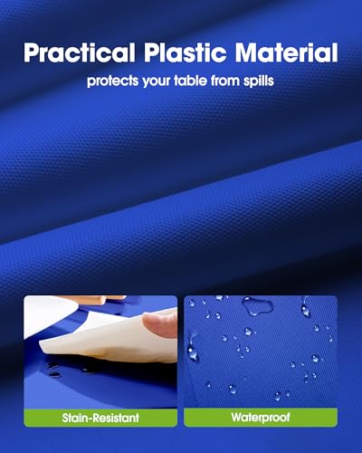 Image of Pureegg Table Cloth - 8 Packs, Disposable Table Cloth for Retangle Table, 54 inch inchx108 inch inch Decorative Plastic Tablecloth for Parties, Picnics, Camping, Waterproof & Stain-Resistant, Blue, US12200