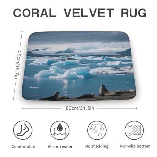 Alfombras de baño absorbentes con diseño de lago glacial para ducha 4