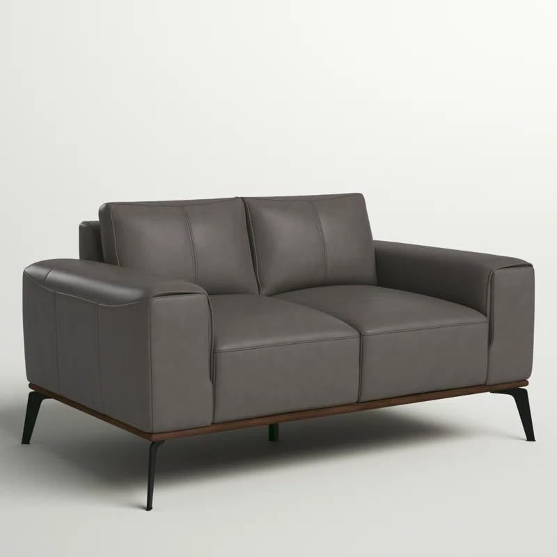 Image of LEGACY OF COMFORT Conley 58'' Leather Loveseat 2 Seater Sofa Two Seater Lounger for Living Room Offices Hotels (Grey, Two Seater)