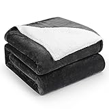 HOMFINE Sherpa Kuscheldecke Flauschige Sofadecke - Wohndecke für Couch,Dicke Fleece Bettdecke für Winter,Wärme babydecke,Wolldecke Schurwolle Waschbar,Fleecedecke Tedi Outdoor 220x240 cm,Grau