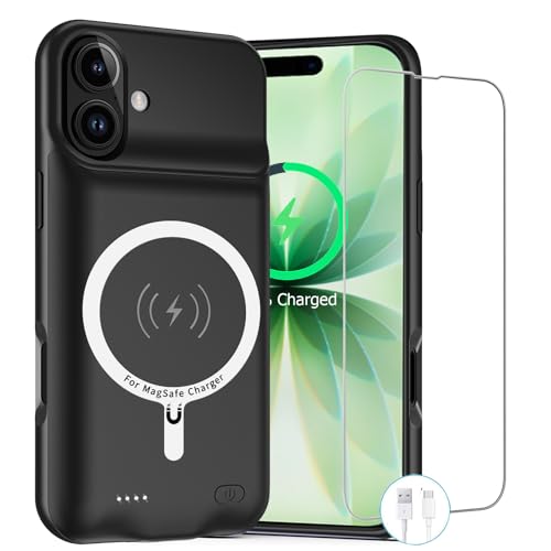 Battery Case for iPhone 17 Upgraded 10000mAh Rechargeable Portable Charging Case with Wireless Charging Compatible for iPhone 17 (6.3 inch) with Carplay Extended Battery Pack Charger Case (Black)
