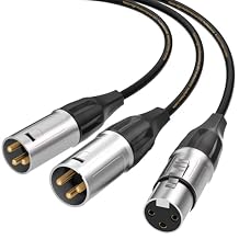 Tisino Balanced XLR Splitter Cable, 1 Female to 2 Male Patch Microphone Cable XLR Y Splitter Cable 2 Male to 1 Female - 1 feet