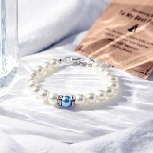 Something Blue Gift for Bride to Be Bride Pearl Beaded Bracelet Bachelorette Party Decorations Bridal Shower Favor Wedding Accessory2
