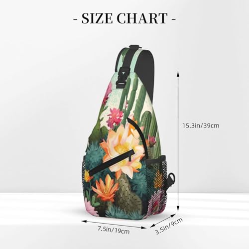 Bolso cruzado tipo sling con diseño floral y cactus negro miniatura 3