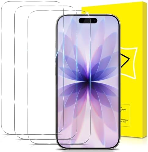 GiiYoon-3 PACK Screen Protector for iPhone 17 /17Pro /16 Pro Tempered Glass [HD Full Coverage] [Easy Installation] [Scratch Resistant] [9H Hardness] Protective Film