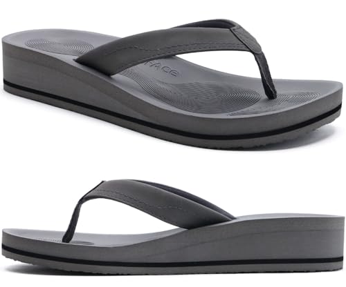 Image of COFACE Flip Flops for Women With Comfortable Arch Support Ladies Fashion Platform Thong Sandals Soft Yoga Mat Sole For Beach /Indoor Outdoor