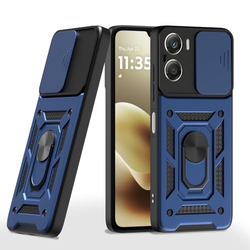 Image of Luxe Back Cover Compatible for Motorola G06 Power | D10 Tough Armor Case | Sliding Camera Shield | 360 Protection | Kickstand Ring Holder | Military-Grade Bumper Case - Blue