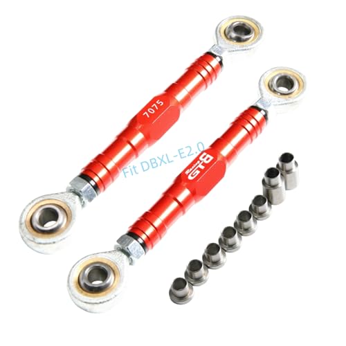 GTBRacing CNC Aluminum 7075-T6 Front Rear Steering Turnbuckle Tie Rod Set for 1/5 RC Car Losi DBXL-E 2.0 DBXL 2.0 Upgrade Part (Steering Turnbuckle Red)