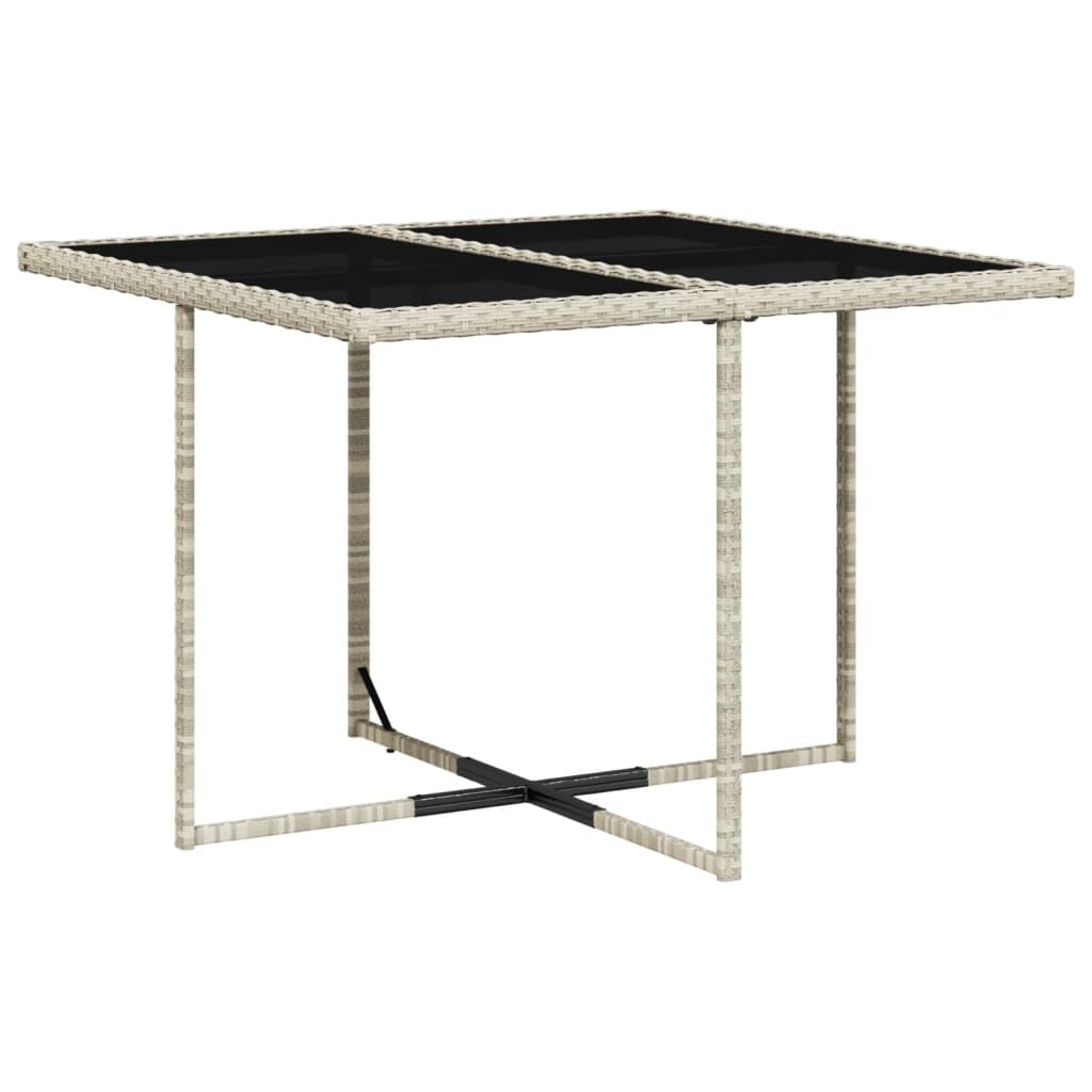 IKAYAA Set Tavolo Sedie da Giardino 5 Pezzi Set di Mobili Giardino 5 Pezzi Set da Pranzo da Giardino Arredo Giardino Poli Rattan Arredamento-Grigio Chiaro-5 pz/Vetro